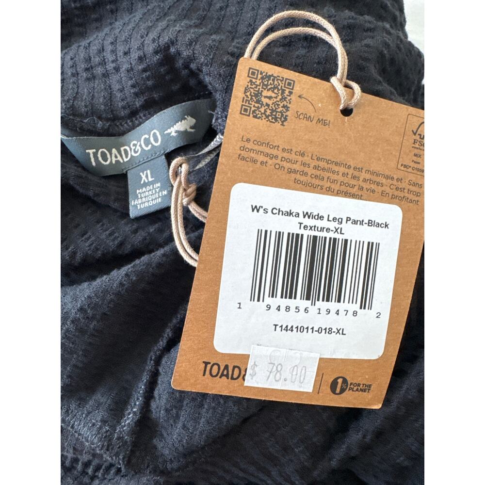 TOAD & CO Chaka Wide Leg Crop Pant COLOR: Black Texture Size XL - Picture 6 of 6